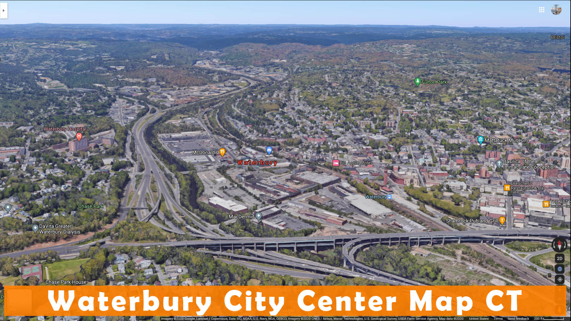 Waterbury City Center Map CT